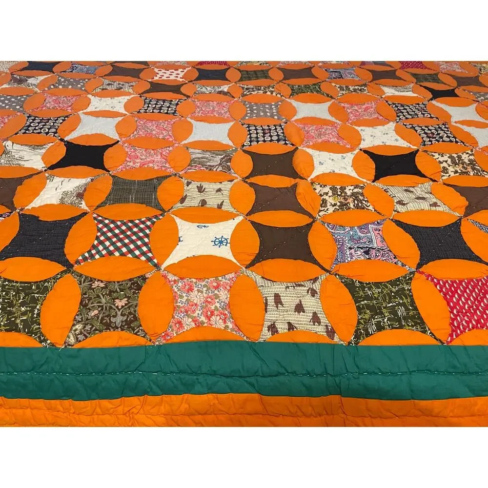 Queen Size Handmade Quilt Bright Colorful